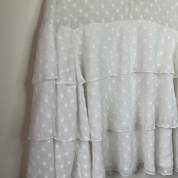 Halogen White Tiered Polka Dot Bell Sleeve Top - Picture 2 of 9